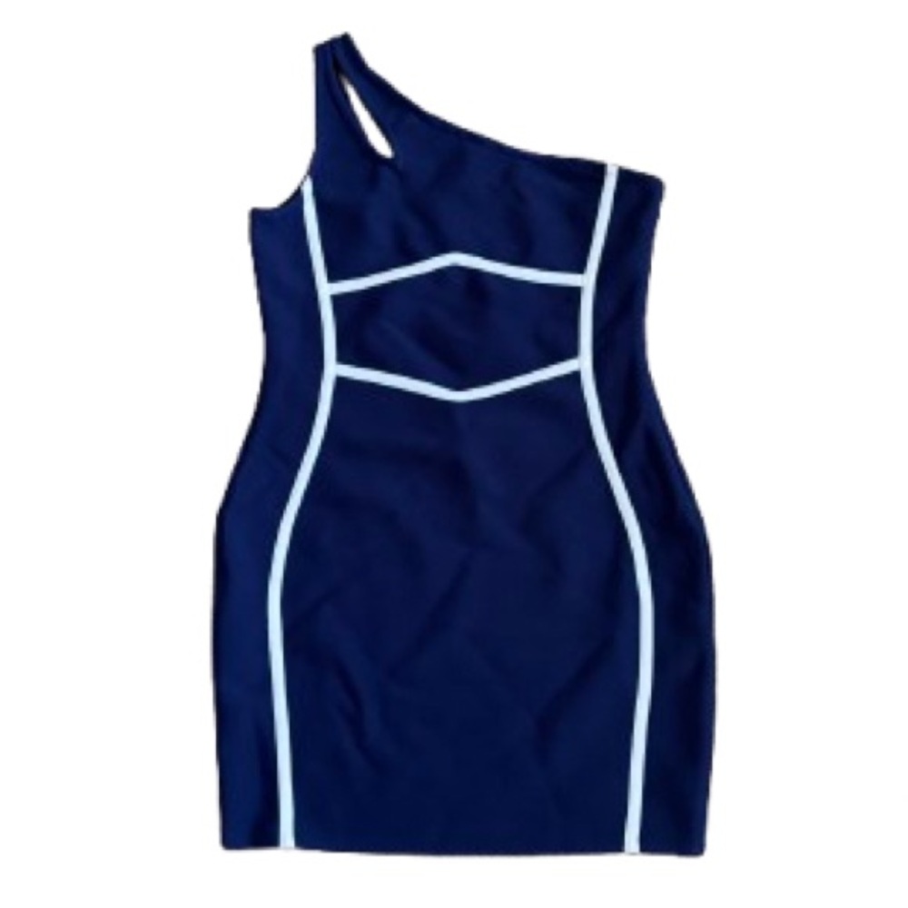D104 NWT Baosuu Bae Women's One Shoulder Bodycon Contrast Mini Dress‎ - Size: M